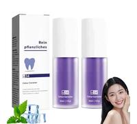 Pasta de dientes púrpura para blanqueamiento dental, v34 Corrector de color que elimina las manchas, pasta de dientes blanqueador de color púrpura para adultos (2)