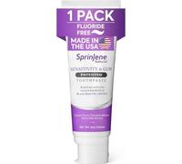 Pasta de dientes SprinJene natural sin flúor mejorada para aliviar la sensibilidad de los dientes y las encías, aliento fresco y ayuda a la boca seca, vegana, sin colorantes y sin SLS, 142 ml