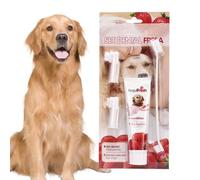 Pasta de dientes y cepillo de dientes para perros - Pasta de dientes comestible para cepillos de mascotas Potente cepillo de dientes para mascotas - Extractos de plantas naturales, cuidado bucal