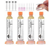 Pasta de fundente de soldadura no limpia, 10 x 4 ml, flujo de soldadura de precisión para soldadura electrónica, completo con émbolo y punta dispensadora