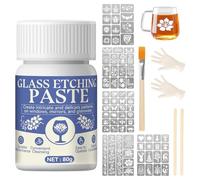 Pasta de Grabado para Vidrio, Liquido para Grabar Cristal, Acido para Grabar Vidrio, Pasta de Vidrio Grabado, Diseños en Superficies de Vidrio, para Hacer Manualidades Esmeriladas, Cristal, 80g