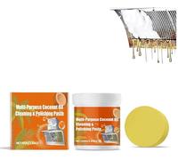Pasta de limpieza y pulido de aceite de coco multiusos, pasta de limpieza de utensilios de cocina, kit de pasta de masilla de limpieza multiusos, limpiador de acero inoxidable para ollas y sartenes