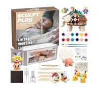 Pasta De Modelar Para - Juego De Arcilla Secadora Al Aire Libre De 12 Colores, Kit De Pintura De Escultura Suave | Incluye Colores Acrílicos, Cepillo Puntiagudo, Cepillo Plano, Paleta De Acceso