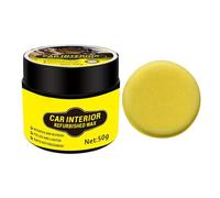 Pasta de para coche, agente de limpieza de coche con esponja, 50 g, suministros automotrices, pasta de cuidado interior para motocicleta, sofá, garaje, faro, muebles, parabrisas, piso