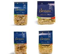 Pasta de sémola de trigo duro en formatos cavatelli, anelli, strozzapreti y paccheri, trefilada en bronce, producto artesanal de km 0, rugosa, excelente resistencia a la cocción, pack de 4 x 500 g