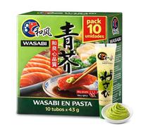 Pasta de wasabi en tubo, ideal para el sushi, el sashimi y los nigiris, Auténtico Aroma y Sabor Picante, lista para consumir, Formato tubo, Disponible en pack de 10 unidades de 43 gr