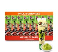 Pasta de wasabi en tubo, ideal para el sushi, el sashimi y los nigiris, Auténtico Aroma y Sabor Picante, lista para consumir, Formato tubo, Disponible en pack de 8 unidades de 43 gr