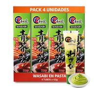 Pasta de wasabi en tubo, ideal para el sushi, el sashimi y los nigiris, Auténtico Aroma y Sabor Picante, lista para consumir, Formato tubo, Disponible en pack de 4 unidades de 43 gr