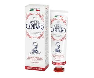 Pasta del Capitano 1905, Pasta de Dientes Receta Original, para una Sonrisa Segura y Perfumada, Sabor Inconfundible a Base de Clavo, Menta Crispa y Canela, 100% Made in Italy, Tubo de 75 ml