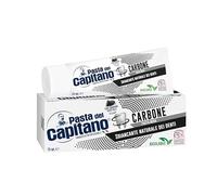 Pasta del Capitano, Dentífrico de Carbón Vegetal Activo Bio, Blanqueador Natural de Dientes en Pasta Negra, Efectivo contra las Sustancias que Manchan el Esmalte, 100% Made in Italy, Tubo de 75 ml