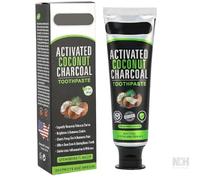 Pasta dental de Carbón Activado con Aceite de Coco, VEGANA y 100% natural, Sabor Menta; Ayuda a Eliminar manchas y a recuperar el blanco dental; Cuidado diario suave, Sin peróxidos, 100 ml