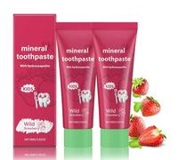 Pasta dental infantil natural con hidroxiapatita probiótica, blanqueadora para dientes sensibles, sabor a fresa, antimanchas, sin flúor