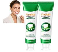 Pasta dental probiótica, nano-hidroxiapatita, blanqueamiento suave (2Pcs) | Ayuda a eliminar manchas superficiales. Su fórmula sin flúor acompaña el cepillado diario y aporta frescura