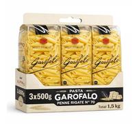 Pasta Garofalo Penne Rigate Nº70 500g, Pasta Italiana, Pasta alimenticia de sémola de trigo duro, Contiene gluten, Puede contener trazas de soja, Tiempo de cocción 11 minutos, 3 Paquetes de 500 gr