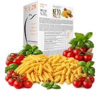 PASTA KETO Line@diet | porciones individuales de 50 g de pasta cetogénico | bajo en carbohidratos y 0,2 g de azúcar, rico en fibra y proteínas (kit de degustación (2 penne + 2 fusilli))