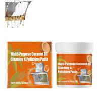Pasta limpiadora y pulidora multiusos de aceite de coco, pasta limpiadora de aceite de coco para acero inoxidable, limpiador multiusos potente, apta para hornos, ollas y estufas de acero inoxidable