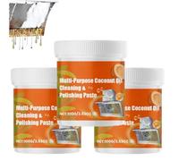 Pasta limpiadora y pulidora multiusos de aceite de coco, pasta limpiadora de aceite de coco para acero inoxidable, limpiador multiusos potente, apta para hornos, ollas y estufas de acero inoxidable