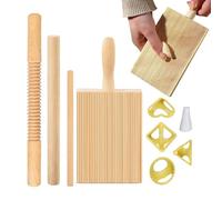Pasta -Making -Kit, Pasta -Herstellung Von Tools, Hölzerne Gewinde -Nadelbrett, 8x Küchenwerkzeuge Ravioli Stamp,Verbesserte Kreativität Für Hausgemachte Italienische Dinnerparty