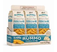 Pasta Rummo Fusilli SIN Gluten Nº48 400g, Pasta Italiana, Pasta alimenticia de sémola de trigo duro, Sin gluten a base de arroz y maíz, Tiempo de cocción 13 minutos, 3 Paquetes de 400 gr