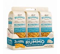 Pasta Rummo Mezzi Rigatoni SIN Gluten nº 51, Pasta Italiana, Pasta alimenticia con harina de arroz integral y maíz, Sin gluten, Elaboración lenta, 3 Paquete de 400 gr