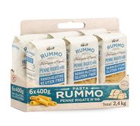 Pasta Rummo Penne Rigate SIN Gluten Nº66, Pasta Italiana, Pasta alimenticia con harina de arroz integral y maíz, Sin gluten, Elaboración lenta, Tiempo de cocción 12 minutos, 6 Paquetes de 400 gr