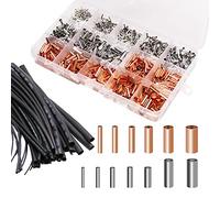 Pastall Kit de 970 piezas de virolas de alambre de cobre estañado conector de crimpado no aislado cable eléctrico pin extremo terminal surtido con 48 piezas tubo termorretráctil