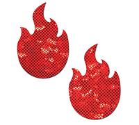 PASTEASE Nipple Pasties - Flame: Red Fire Nipple Pasties - Festival Rave EDM Party or Club estética Outfit accesorio, Rojo -, Talla única