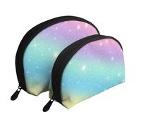Pastel Arcoiris, Bolsa de Maquillaje de Concha, Monedero pequeño para Mujer, Bolsa de artículos de tocador, Bolsa de cosméticos, 2 Piezas