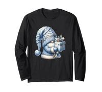 Pastel Blue Christmas GNOME with Knit Hat For Xmas Holiday Manga Larga