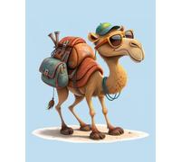 Pastel Blue Colour Camel Theme Notebook For Kids, Teens & Adults- 8x10 inch, 250 Wide Ruled Pages, Matte Finish Cover: Adorable Desert Safari Camel ... Journal, Aesthetic Writing Notebook for Kids