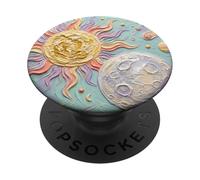 Pastel Celestial Sun and Moon Cosmic Butterfly PopSockets PopGrip Adhesivo