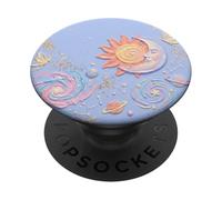 Pastel Celestial Sun and Zodiac Constellation PopSockets PopGrip Adhesivo