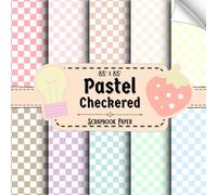 Pastel Checkered Scrapbook Paper: 20 Double Sided Sheets, Checkerboard Pattern for Decoupage, Card Making, Wrapping, Origami, & More