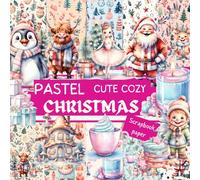 PASTEL CHRISTMAS-CUTE COZY SCRAPBOOK PAPER: This is a double sided craft paper, used in DIY junk journals, EPHEMERA, ORIGAMI, DECOUPAGE, MIXED MEDIA ART, Collage