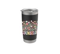 Pastel Counselor Flores Corazones Mariposas Vaso térmico de acero inoxidable de doble pared