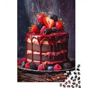 Pastel de Chocolate con Frutas en Capas Puzzle de 1000 Piezas Papel para Adultos Estilo Postre Familiar Juego de Puzzle Relajante Decoración Regalo 70x50cm/1000pcs