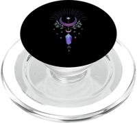 Pastel de Cristal de fluorita Witchy Goth Crescent Moon PopSockets PopGrip para MagSafe