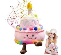 Pastel de cumpleaños canto, esponjoso en forma de pastel | Juguete de peluche musical, chicas juguete de cumpleaños musical presenta una canción de feliz cumpleaños, un pequeño diseño en for