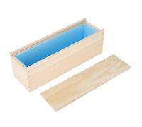 Pastel de pan de jabón de madera de silicona para pastel de pan hecho a mano Herramienta de horno de cocina de bricolaje Patrón de rosas para amas de casa (Silicona azul cielo + caja de madera)