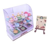 Pastel de pastel de casa de muñecas, gabinete de panadería en miniatura - Gabinete de modelo de taller de pan | Decoración de cocina de estanterías de juegos de fantasía realista para sala de estar de