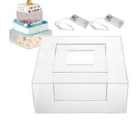 Pastel de pastel - Stand de pantalla depastel | Caja cuadrada deCakedsplay | Square Postr Bakery Stand Suprers, pantalla central para bodas, aniversarios, fiesta | Se crean dos luces decuerda LED