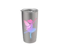 Pastel Fairy Princess Ballet Bailando Bailarina Silueta Vaso térmico de acero inoxidable de doble pared