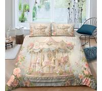 Pastel Fairy Tale Style Funda Edredon Juego de Ropa de Cama de 3 Piezas Impresión 3D Cierre de Pastel Fairy Tale Estilo Funda de Edredón Funda de Almohada a Juego Lavables for niña Double（200x200cm）