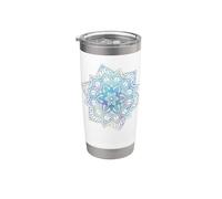 Pastel Floral Mandala Sagrado Fractal Geometría Arte Buena Vibra Vaso térmico de acero inoxidable de doble pared