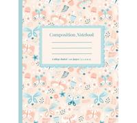 Pastel Folk Art Butterfly Notebook: Wide Ruled Composition Journal in Pink, Salmon & Blue | Cute Boho Aesthetic Writing Book for Teen Girls, Women, ... Girls, Women, School, College & Journaling