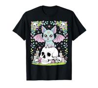 Pastel Goth Bat Cráneo de Cabra Lindo Kawaii Halloween Camiseta