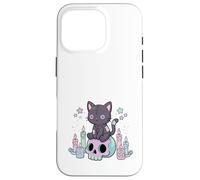 Pastel Goth Japonés Anime Kawaii Calavera Gato Creepy Carcasa para iPhone 16 Pro