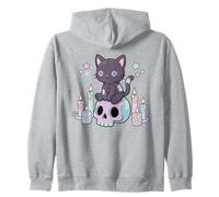 Pastel Goth Japonés Anime Kawaii Calavera Gato Creepy Sudadera con Capucha