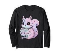 Pastel Goth Kawaii Ardilla Cute Creepy con Bubble Boba Tea Manga Larga