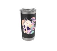 Pastel Goth Skull Champiñones Witchy Menhera Japonés Harajuku Vaso térmico de acero inoxidable de doble pared